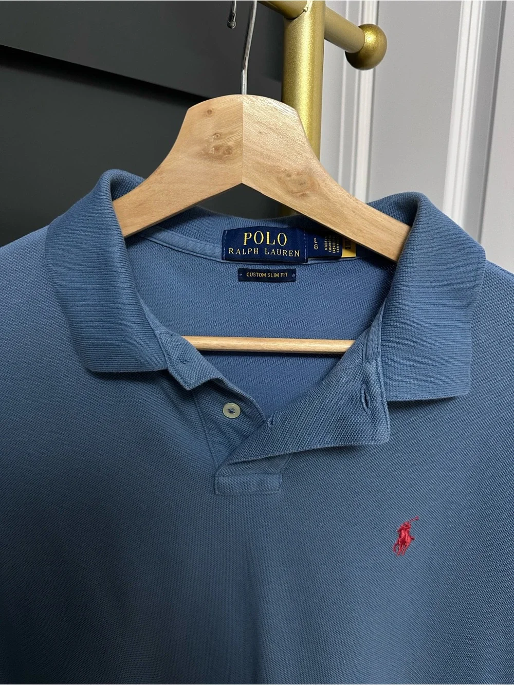 Polo by Ralph Lauren Men's Classic Blue Short-Sleeve Polo SizeL